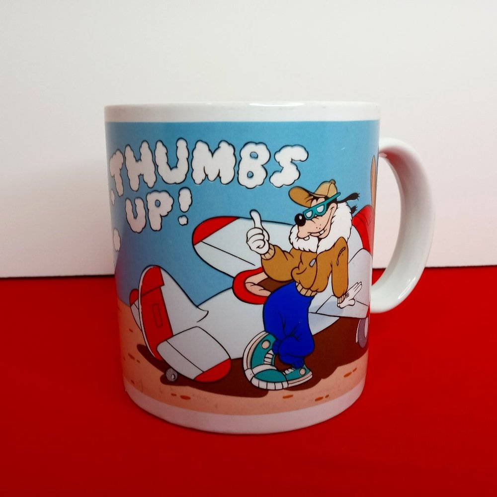 Goofy Pilot Coffee Mug Walt Disney Applause 1987 Thumbs Up Rare Vintage